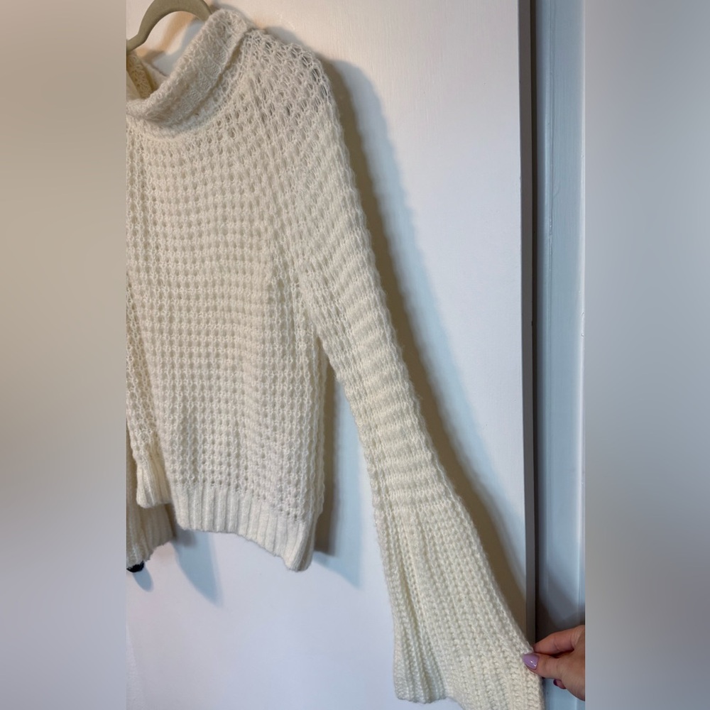 Maeve Anthropologie Dionne Ivory Chunky Knit Wool Bell Sleeve Sweater- Small - Picture 6 of 10
